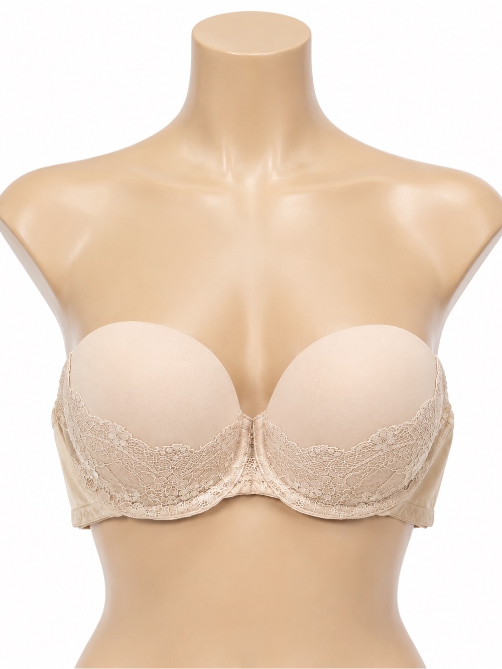Lace-Trim Strapless Bra in Nude